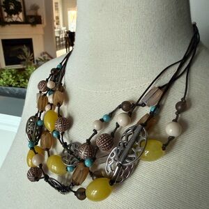 Premier Designs rare Del Monte multi strand statement necklace